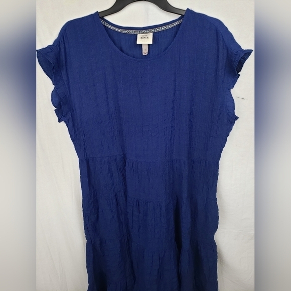 Knox Rose Blue Layered Boho Short Sleeve Dress Sz M - Picture 2 of 10